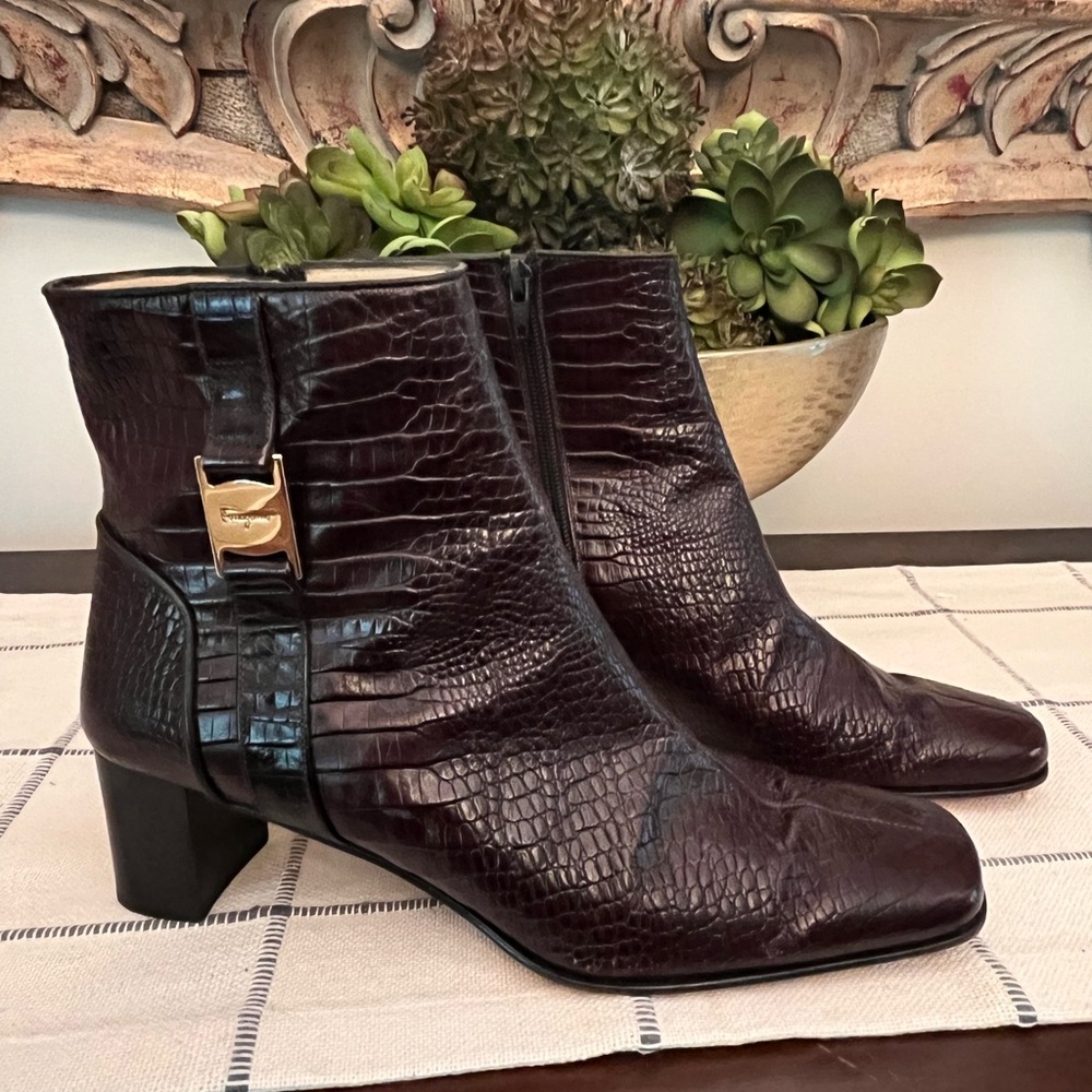 Salvatore Ferragamo Brown Heeled Boots
